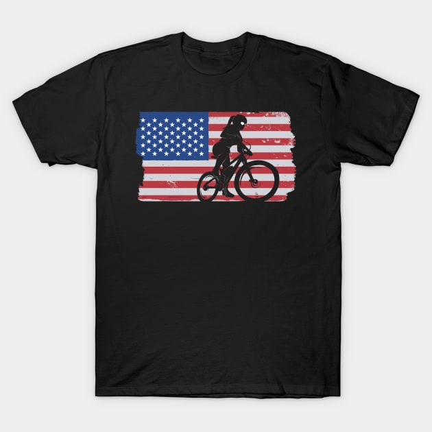 Cycling Road Bike US Flag Cyclist design T-Shirt by theodoros20